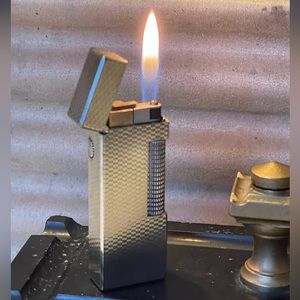 Rare Dunhill rollagas lighter-silver classic basket pattern  working cond.